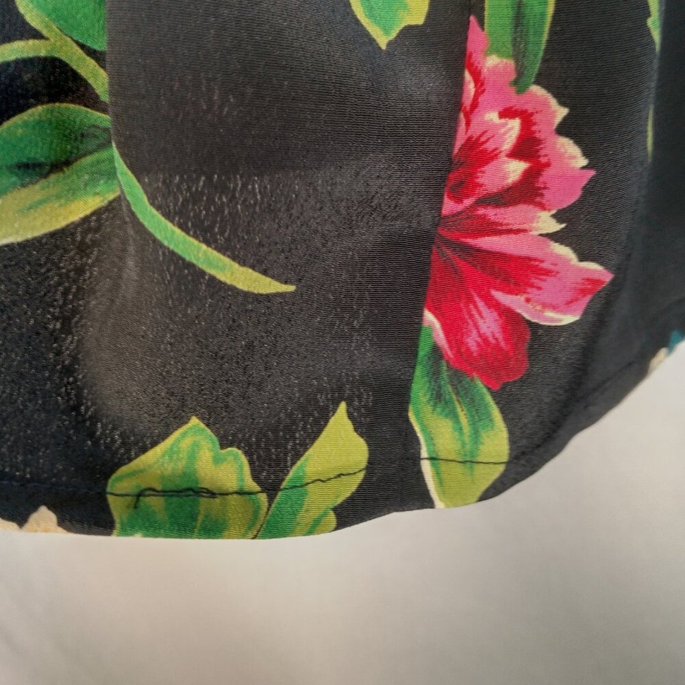 Vintage Maggie Sweet Blouse Plus Size 1X Black Floral Gold Flower Buttons - Picture 14 of 16